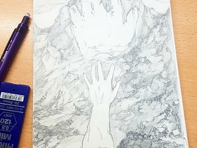 Hand Rock Scissors art drawing pencil sketch