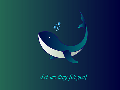 Romantic whale deep illustration logo sea singer song vector water whale