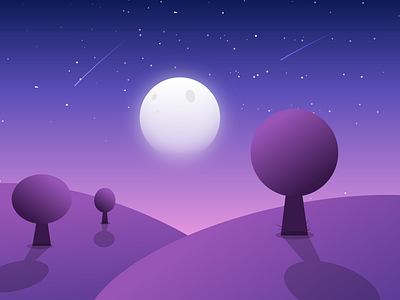 Landscape art design illustration landscape moonlight vector