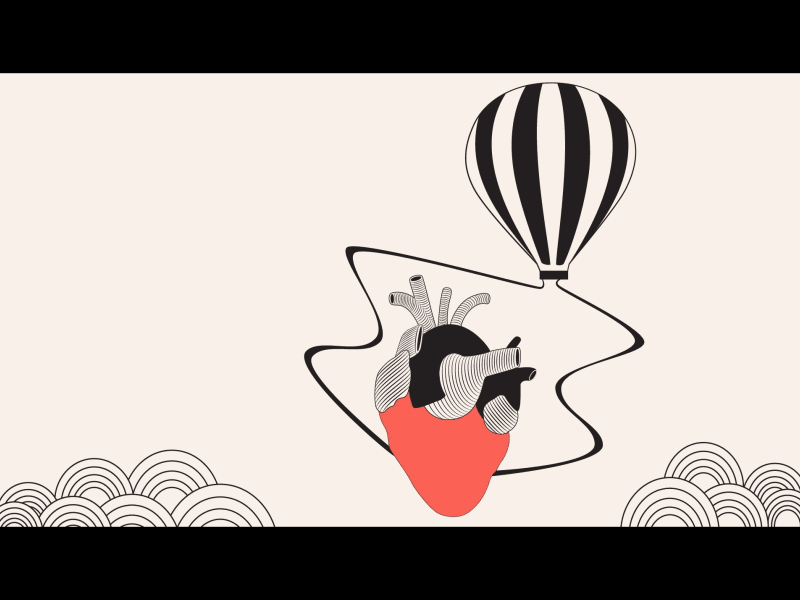 Heart on Vacay animation balloon clouds design gif heart pumping
