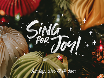 Sing For Joy! - Christmas Event Card christmas christmas card christmas event church design holidays lettered card lettering printed card typography worship event