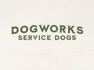 Dogworks Service Dogs Typography pt 3 brand identity branding dogs greenlogo orvis texturedlogo texturedtype typeonly typography typography logo