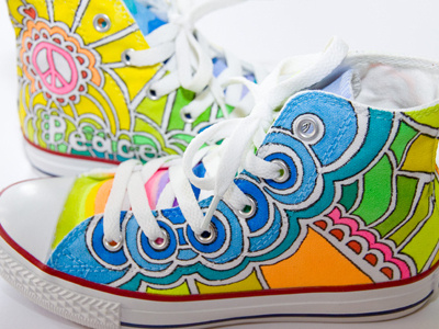 KP Chucks chucks color converse customize drawing drawing meditation illustration pattern peace rainbow shapes shoes