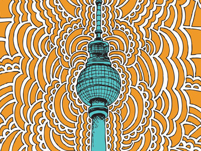 Drawing Meditation - Fernsehturm (orange) art berlin buildings color design drawing drawing meditation fernsehturm germany orange pattern sketch