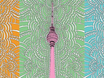 Drawing Meditation - Fernsehturm (colorful) abstract berlin drawing drawing meditation fernsehturm illustration pattern