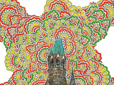 Gedaechtnis Kirche architecture art berlin berlin freelance cards drawing drawing meditation germany illustration illustrator pattern postcard postcard design sketch watercolor