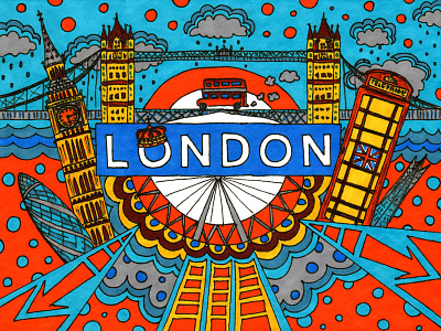 London art cards color design drawing handlettering illustration illustrator london postcard postcard design postcard project type typography