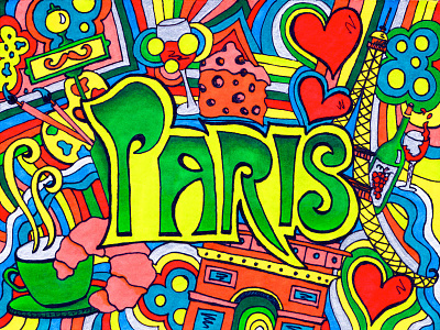 Paris art cards city city branding city illustration color design drawing france handlettering illustration paris parisian postcard postcard design postcard project travel agency traveling type typography
