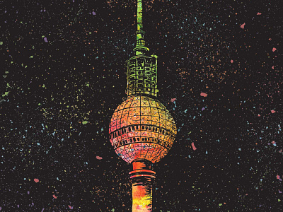 Galaxy TV Tower berlin berlin agency berlin freelance color design digital illustration digital painting drawing illustration postcard postcard design travel travel agency traveling tv tower