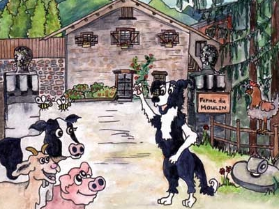 La Ferme du Moulin des Chartreux animals art cartoon drawing illustration painting watercolor