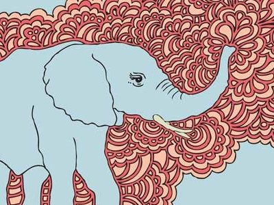 Elephant Drawing Meditation (blue) abstract blue drawing drawing meditation elephant illustration pattern