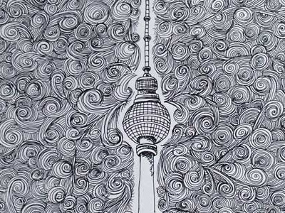 Berlin Fernsehturm abstract art berlin drawing fernsehturm germany illustration pattern