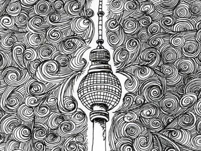 Berlin Fernsehturm abstract art berlin drawing fernsehturm germany illustration pattern