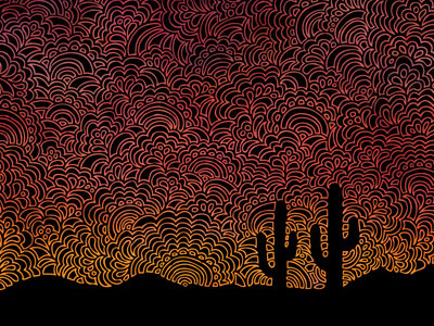 Arizona Drawing Meditation abstract arizona cacti cactus drawing drawing meditation illustration pattern sunset