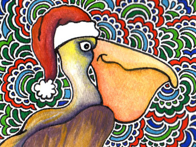 Christmas Pelican Drawing Meditation art cards christmas drawing drawing meditation holidays illustration
