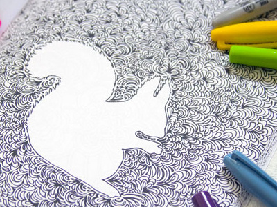 Drawing Meditations 2 (coloring book) abstract art coloring book design draw drawing illustration squirrel typography