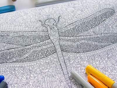 Drawing Meditations 2 (coloring book) abstract art coloring book design dragonfly draw drawing illustration typography