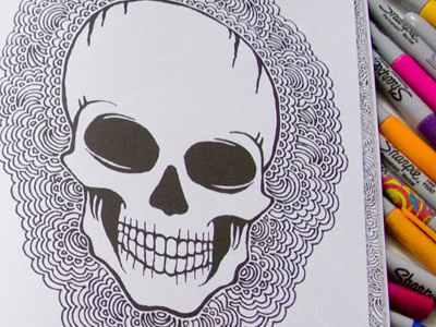 Drawing Meditations 2 (coloring book) art color coloring book drawing illustration markers sharpies skull