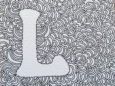 "L" (final black & white) abstract alphabet design drawing illustration ink lettering pattern pen typography