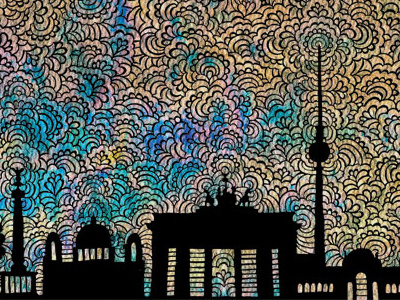 Berlin Skyline Drawing Meditation (color options) abstract berlin city life drawing drawing meditation illustration pattern skyline