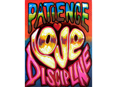 Patience Love Discipline hand drawn typography word art