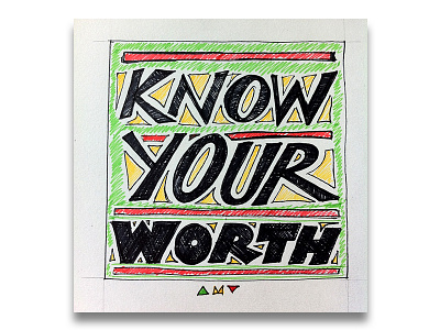 "Know Your Worth" affirmation lettering positive quote sketchbook typography wip