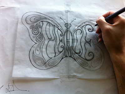 "Peace" Butterfly affirmation illustration lettering positive sketch typography wip