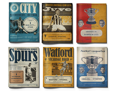 Retro inspired Soccer Matchday Programs antique arsenal cover everton graphicdesign juventus magazine manchestercity progamme soccerfootball tottenham watford