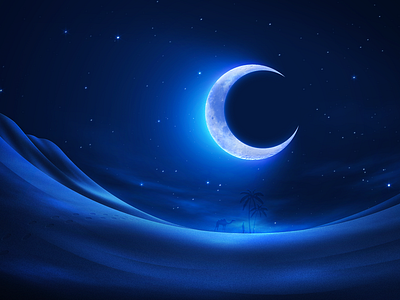 Ramadan Lunar Wallpaper desert moon night sand sky stars