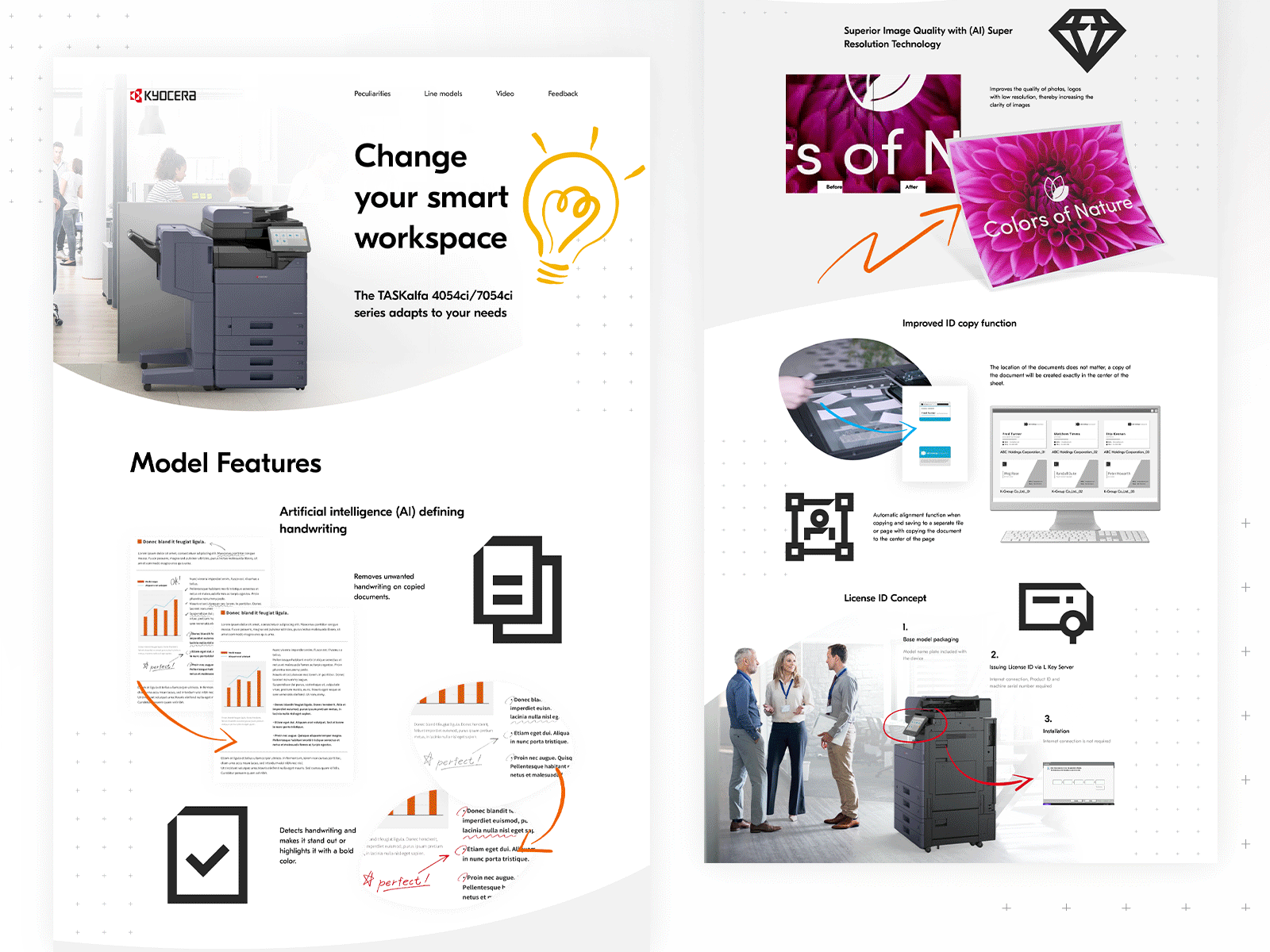 Landing for a brand of professional copier equipment Kyocera by