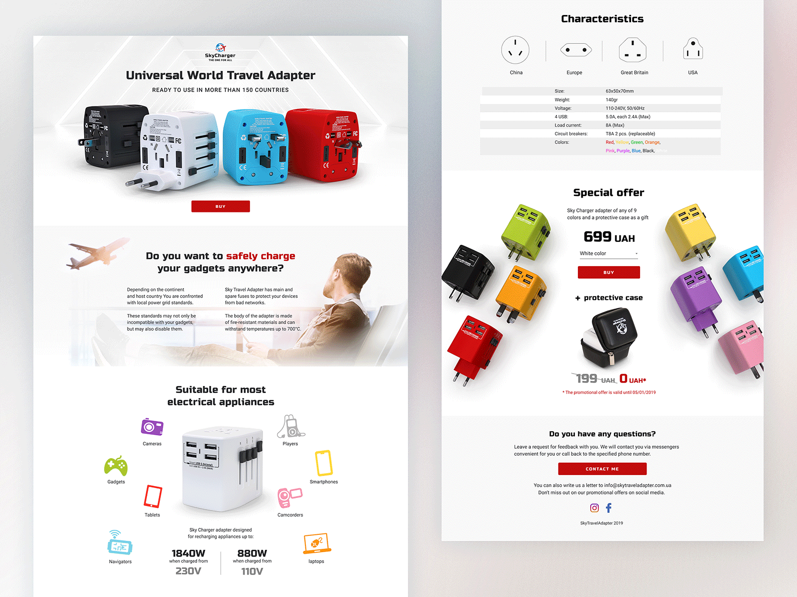 Landing page for universal chargers 3d charger graphic design landing ui