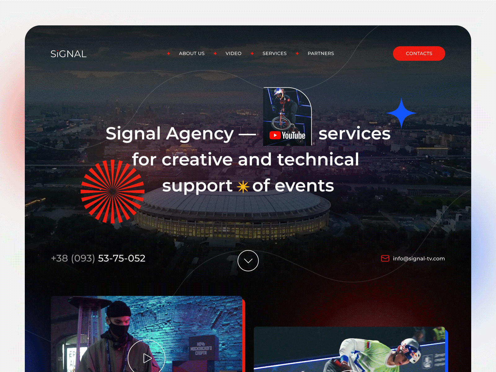 Landing page for video production agency