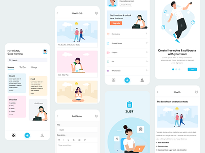 Notes app - ZLIST appdesign blog list mobile app notes notes app todo ui ux uxdesign