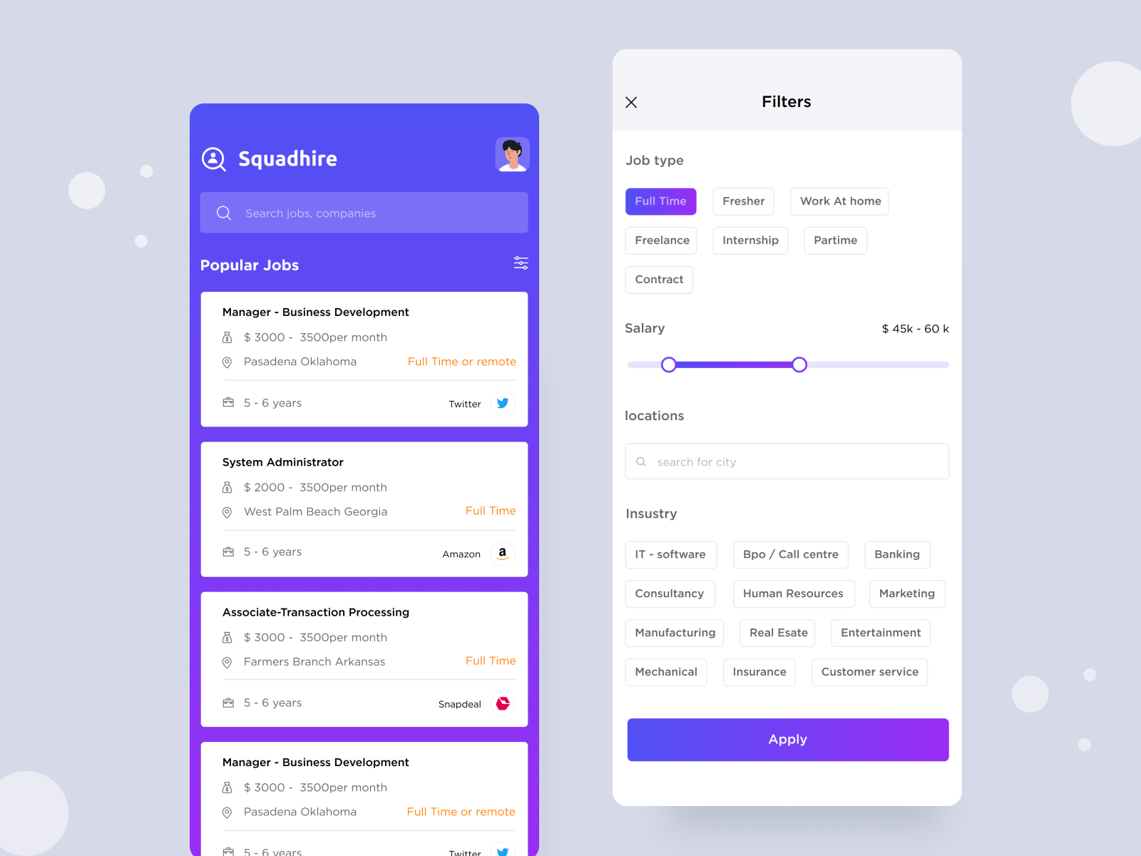 Job posting app by Shanmuga 7 on Dribbble