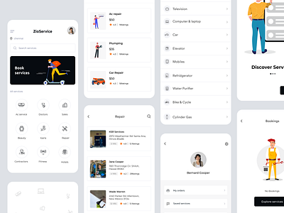 Services app - Zioservice car plumbing repair repairman service service design technician ux workshop