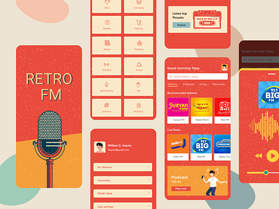 FM app concept - RETRO FM app design audio app fm app mobile mobile app music app podcast retro