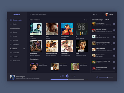 Music Player - Dark Ui version dashboard illustration music ui uipractice