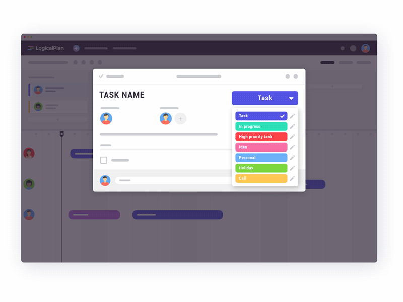LogicalPlan - Change task category gif animation animacion logicalplan vector ui illustration ui animation ui illustration