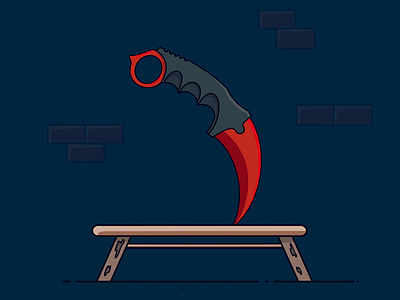 Karambit Crimson Web csgo design icon iconography illustration logo