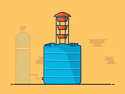 Water tank design designer icon illustration