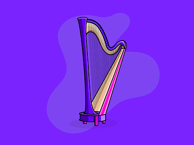 Harp colorful icon illustration illustrator logo