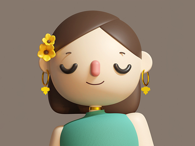 Flower Girl 3d blender character creative cute illustration inspiration lighting