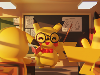 VDi August: Pikachu 3d blender character creative cute cycles fanart illustration inspiration lighting pikachu pokemon