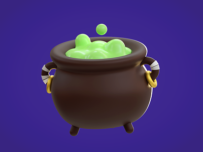 Game Icon Challenge: 02 Cauldron 3d blender cauldron creative cute icon illustration inspiration stylized