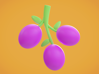 Game Icon Challenge: 04 Grapes 3d blender creative cute grapes icon illustration inspiration stylized