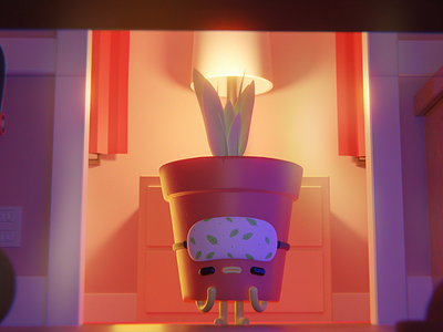 Sleepy plant 3d blender character creative cute illustration inspiration plant