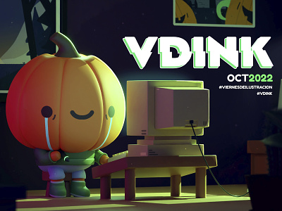 VDINK - Invitation 3d blender character conceptart cute cycles halloween illustration lighting photoshop pumpkin visualdevelopment