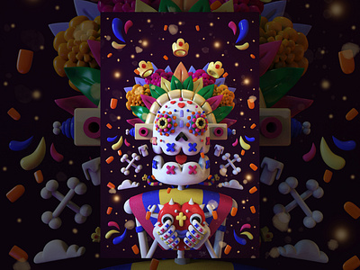 November 2. Day of the Deaths 3d 3dart awesome character creative cute diademuertos digital illustration digitalart exhibition ilustracion inspiration maya mexican mrolds photoshop render skull tradition