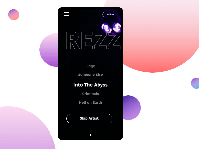 Daily UI #9 - Music Player accessible artists challenge daily 100 challenge daily ui challenge dailyui dailyui009 dailyuichallenge design modern music music app music player music player app principle principle app
