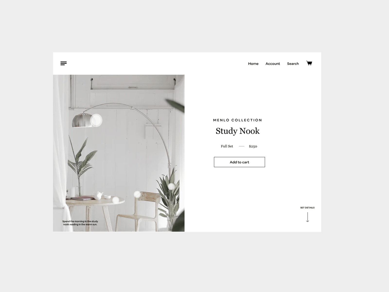 Daily UI #12 - Single Page Product challenge daily 100 challenge daily ui challenge dailyui dailyuichallenge design furniture furniture store modern principle product page single page single page design single product